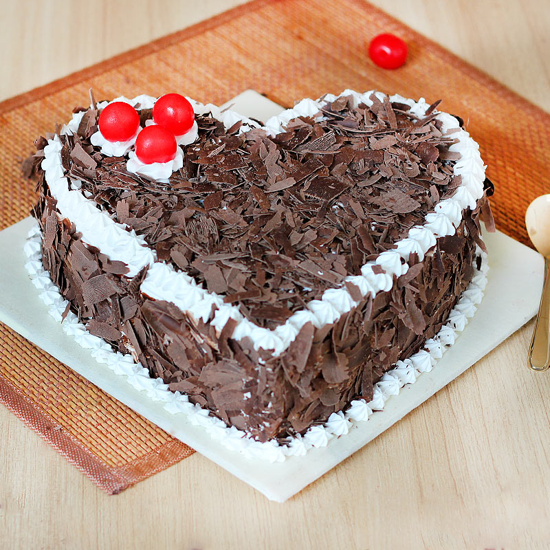 Heart Touching Shape Black Forest Cake | Cake2homes