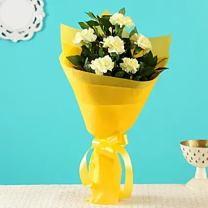 Sunny Side Up 6 Yellow Carnations Bunch | Cake2homes