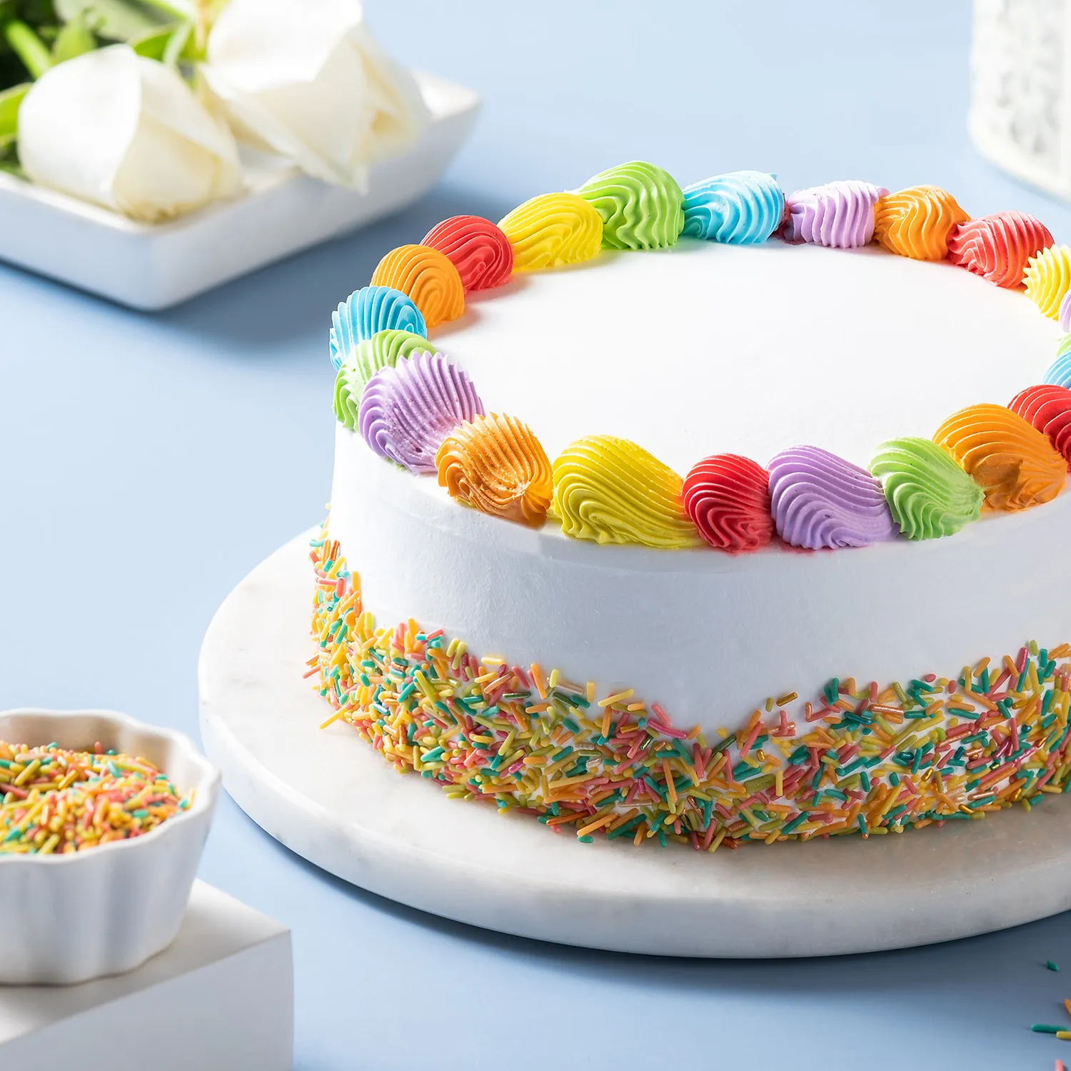 Rainbow Vanilla Cream Cake | Cake2homes