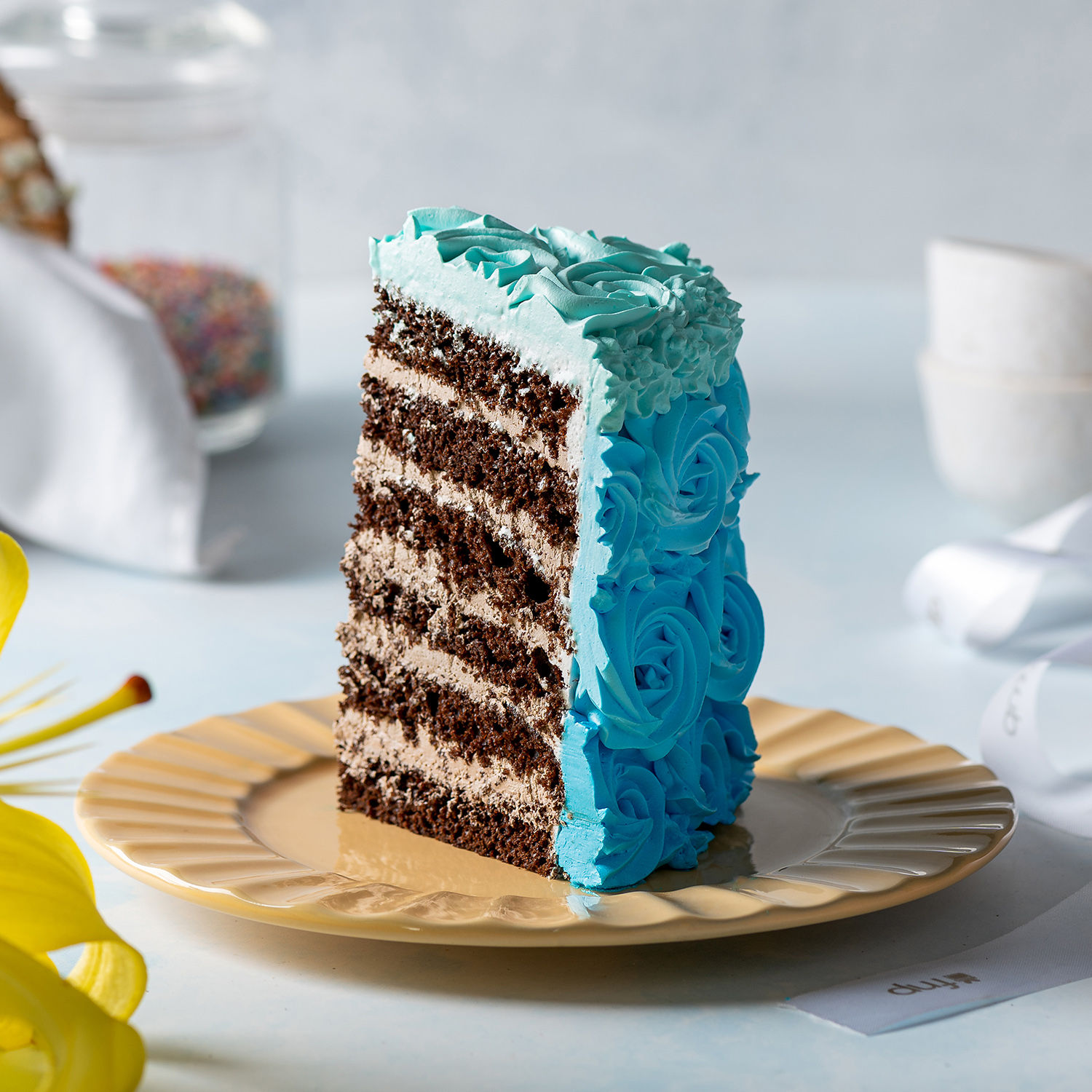 Blue Roses Designer Chocolate Cake | Cake2homes