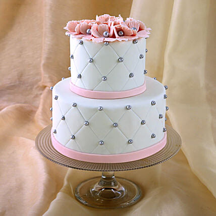 Pink Bow 2 Tier Truffle Cake | Cake2homes