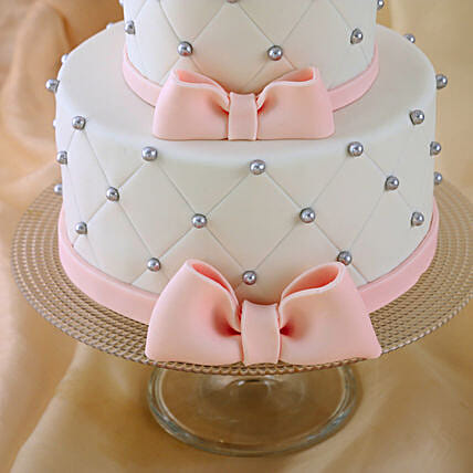 Pink Bow 2 Tier Truffle Cake | Cake2homes
