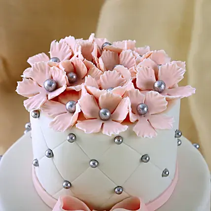 Pink Bow 2 Tier Truffle Cake | Cake2homes