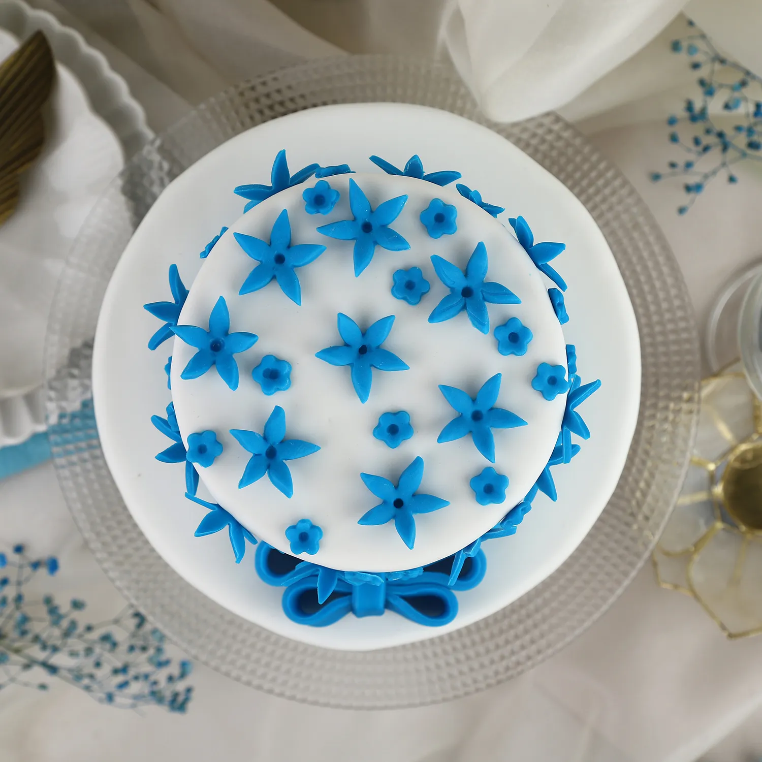 Blue Bow 2 Tier Truffle Cake | Cake2homes
