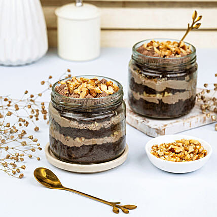 Yummy Choco Walnut Cake Jar Set of 2 | Cake2homes