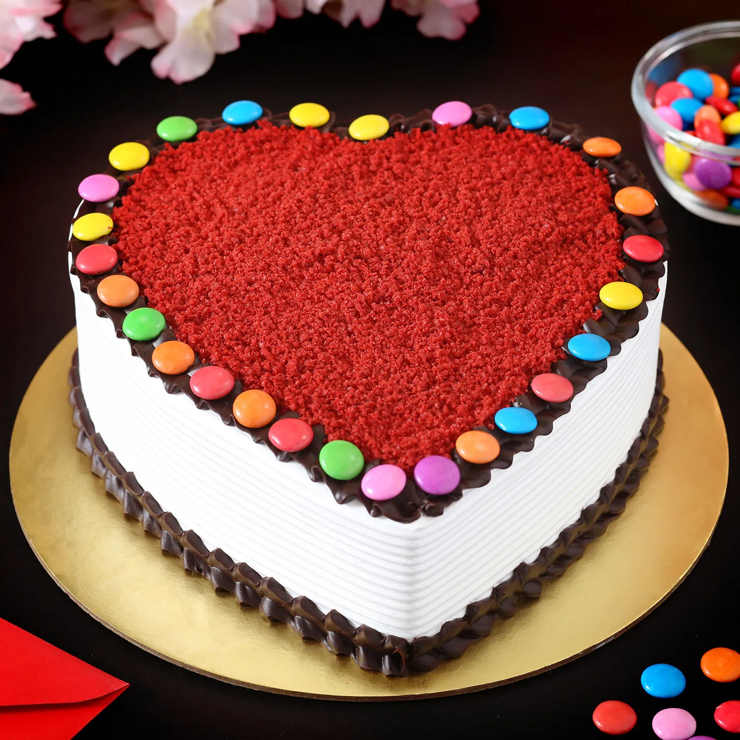 Hearty Red Velvet Gems Cake | Cake2homes