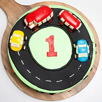 Race Track First Birthday Vanilla Cake | Cake2homes
