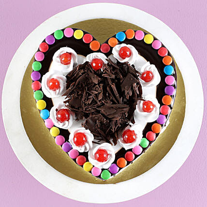 Black Forest Gems Decorated Heart Cake | Cake2homes