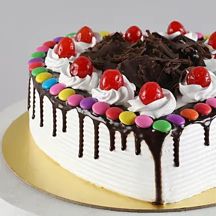 Black Forest Gems Decorated Heart Cake | Cake2homes