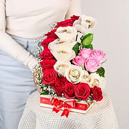 Enchanting Roses & Chocolates Arrangement | Cake2homes
