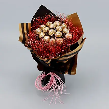 Rocher & Gypsophila Beautifully Tied Bouquet | Cake2homes