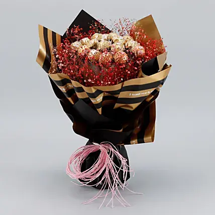 Rocher & Gypsophila Beautifully Tied Bouquet | Cake2homes