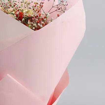 Beautifully Wrapped Pink Rocher Bouquet | Cake2homes