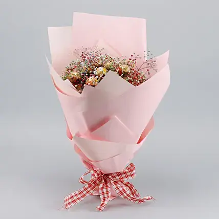 Beautifully Wrapped Pink Rocher Bouquet | Cake2homes