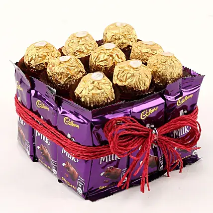 Enchanting Ferrero Rocher & Dairy Milk Vase | Cake2homes