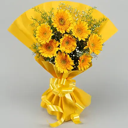 Yellow Mystique Gerbera Bouquet | Cake2homes