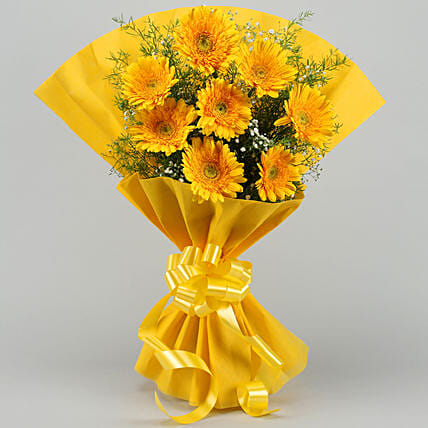 Yellow Mystique Gerbera Bouquet | Cake2homes