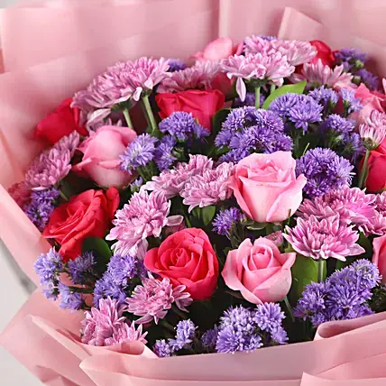 Pink Roses & Daisies Bouquet | Cake2homes