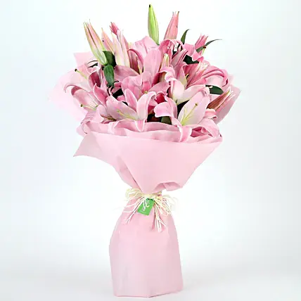 Passionate Oriental Pink Lilies Bouquet | Cake2homes