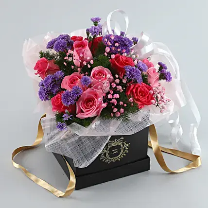 Mesmerising Mixed Roses Black Box | Cake2homes