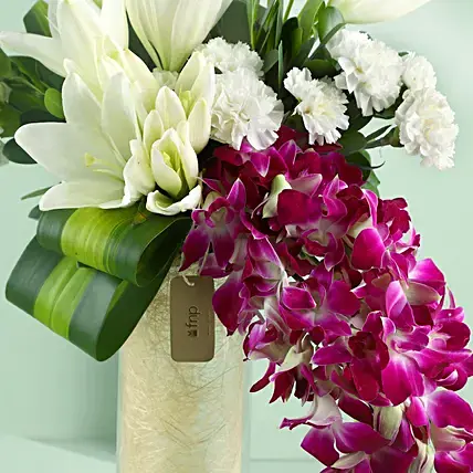 Orchids & Carnations Vase Arrangement | Cake2homes