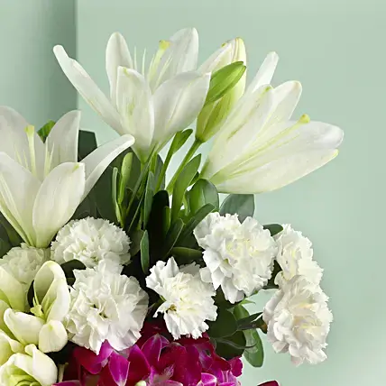 Orchids & Carnations Vase Arrangement | Cake2homes