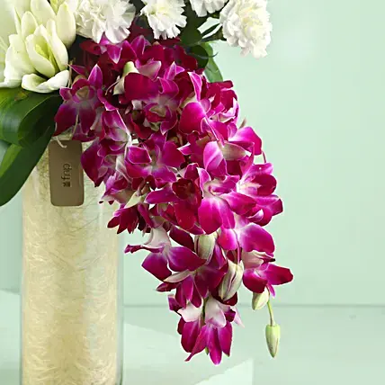 Orchids & Carnations Vase Arrangement | Cake2homes