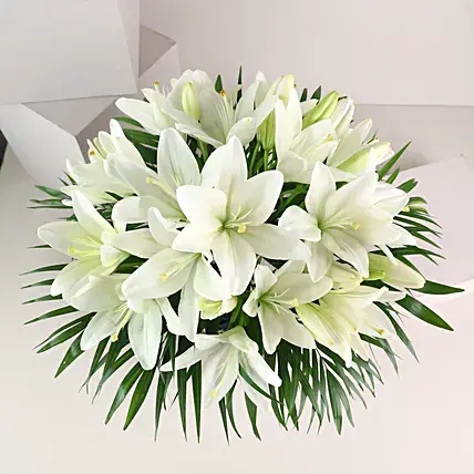 Pure White Asiatic Lilies In Fishbowl Vase | Cake2homes