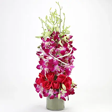 Roses And Orchids Vase Arrangement | Cake2homes