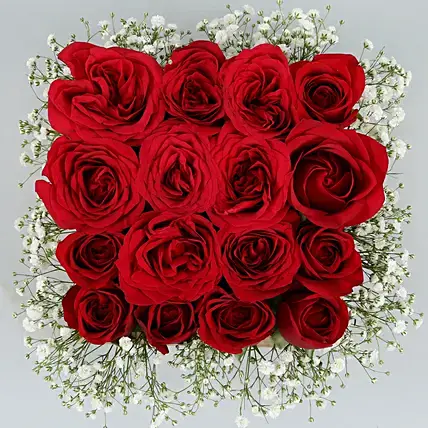 16 Red Roses Arrangement In Wooden Base | Cake2homes