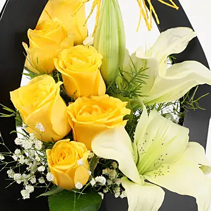Yellow Roses & White Lilies In FNP Sleeve | Cake2homes