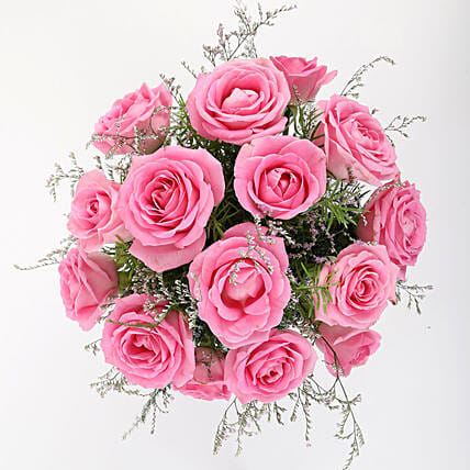 15 Pink Roses Vase Arrangement | Cake2homes
