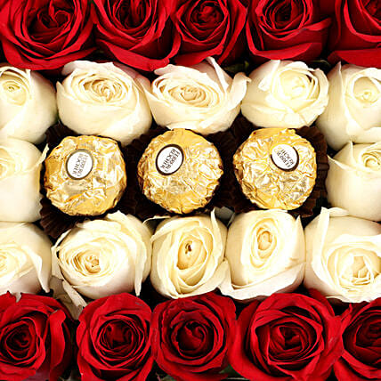 White & Red Roses Love Box | Cake2homes