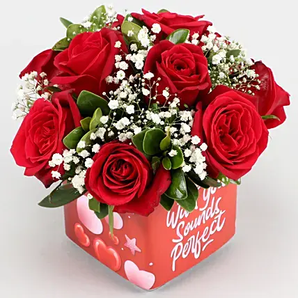 Bunch Of 10 Red Roses In Forever With You Sticker Vase | Cake2homes