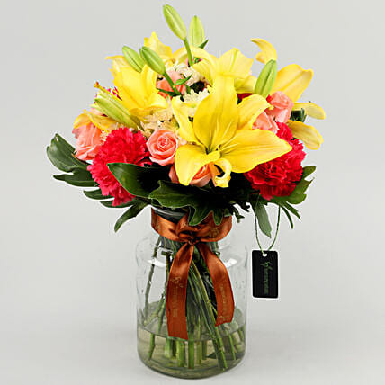 Colourful Mix Of Flowers In Vase | Cake2homes