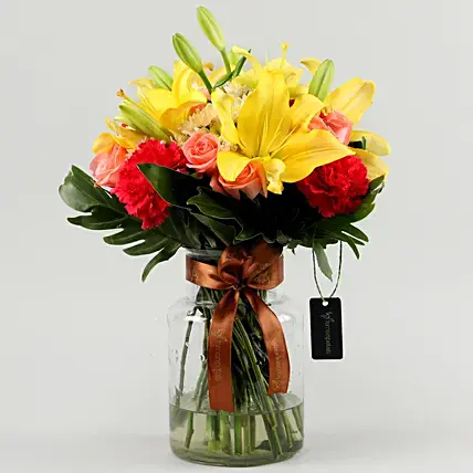 Colourful Mix Of Flowers In Vase | Cake2homes