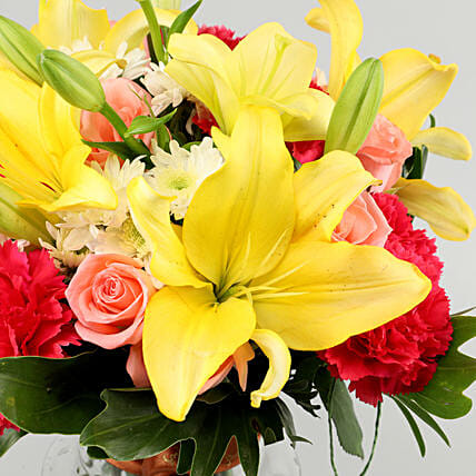 Colourful Mix Of Flowers In Vase | Cake2homes