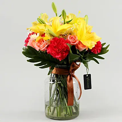 Colourful Mix Of Flowers In Vase | Cake2homes