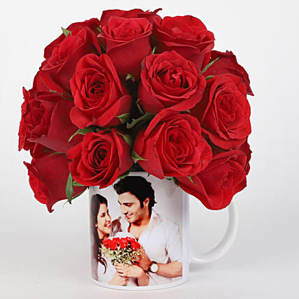 20 Red Roses in White Personalised Mug | Cake2homes