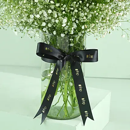 Blooming Asiatic Lilies In Black Ribbon Tied Vase | Cake2homes