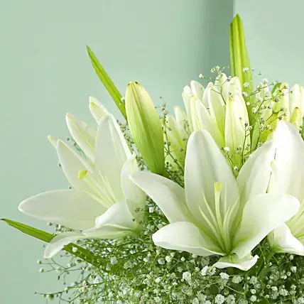 Blooming Asiatic Lilies In Black Ribbon Tied Vase | Cake2homes