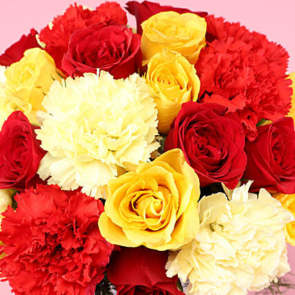 Carnations & Roses Colourful Birthday Vase | Cake2homes