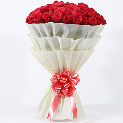 Majestic 50 Red Roses Bouquet | Cake2homes
