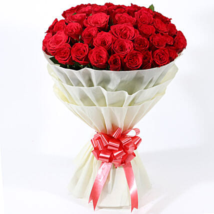 Majestic 50 Red Roses Bouquet | Cake2homes