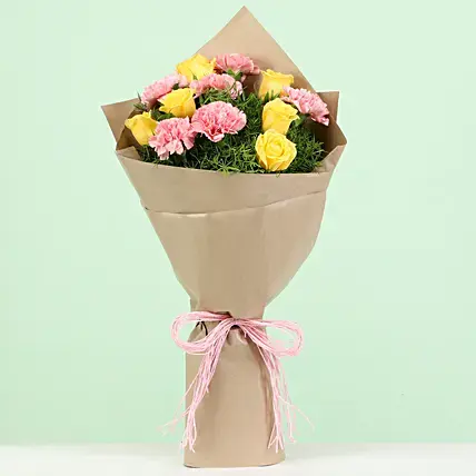 Appealing 12 Pink & Yellow Flowers Bouquet | Cake2homes