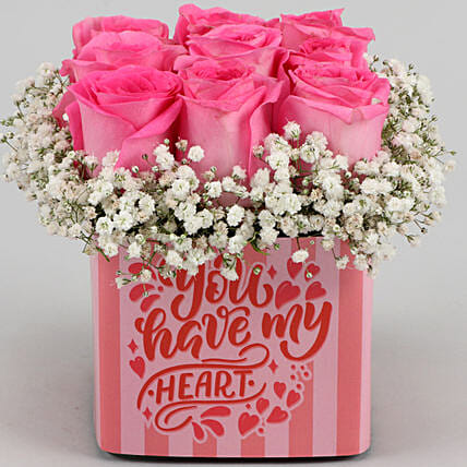 Pink Roses In You Have My Heart Sticker Vase | Cake2homes