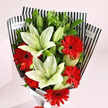 Gerberas & Asiatic Lilies Bouquet | Cake2homes