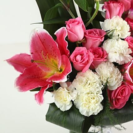 Elegant Mixed Flowers In Cylindrical Vase | Cake2homes