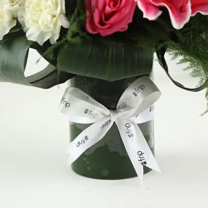 Elegant Mixed Flowers In Cylindrical Vase | Cake2homes