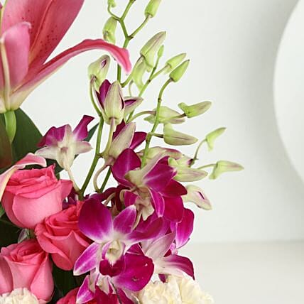 Elegant Mixed Flowers In Cylindrical Vase | Cake2homes